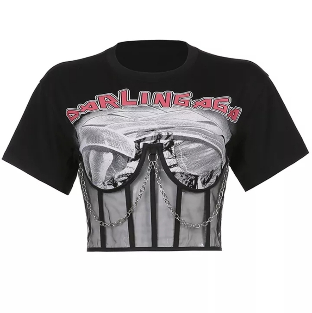 Black punk corset graphic t-shirt - Picture 7 of 7